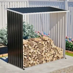 62 Cu.ft Metal Shed Firewood Rack +patio Organizer,sloped Roof,for Mower&tools. Fixed Price $177.99.
