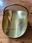 Vintage Brass Fireplace Log Holder Wood Or Magazine Rack, Handle Folds. Fixed Price $42.50.