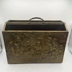 Vintage Embossed Brass/wood Magazine Holder Medieval Themed Made England. Fixed Price $18.99.