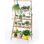 Hanging Plant Rack Storage Folding Display Shelf Made Of Pure Natural Wood (3-TI. Fixed Price $114.56.