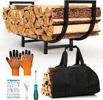 Firewood Rack Indoor With Log Carrier 34INCH Fireplace Holder, Black Outdoo. Fixed Price $43.86.