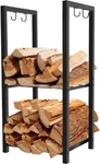 Koutemie 2 Tiers Small Firewood Log Storage Rack 16 In, Black - Classic. Fixed Price $51.86.