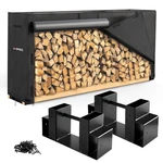Firewood Log Rack Holder With 8FT Cover Outdoor Storage Stand Combo. Fixed Price $61.99.