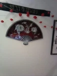 Oriental Fan Hangs The Wall It's Made Of Wood Believe And Abalone Shells. Fixed Price $150.00.