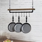 Mygift Industrial Pipe And Wood Ceiling Mounted Hanging Pot Rack With 8 S-hooks. Fixed Price $59.99.