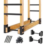 Eibikdi Firewood Rack Outdoor, Adjustable Length Storage Set Of 2, Black. Fixed Price $45.82.