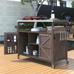 Outdoor Kitchen Island Rolling Bar Cart With Stainless Steel Top & Spice Rack. Fixed Price $279.99.