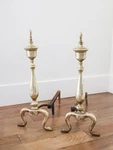 Antique Brass Andirons Classic Fireplace Log Holders, Elegant Hearth Decor 20. Fixed Price $50.00.