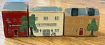 3 Handmade Wood Buildings, Folk Art Painted Shelf Sitters, Vermont Usa. Fixed Price $17.95.