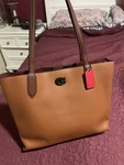 Coach Willow Tote Bag Brown Colorblock Shoulder Interior Dark Khaki C0692. Fixed Price $199.00.