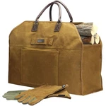 Firewood Log Carrier Bag Waxed Canvas Tote Holder With Fireplace Pure Leather.... Fixed Price $74.05.