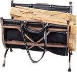 Uniflame Wrought Iron Log Holder With Black Leather Carrier - Antique Copper. Fixed Price $61.99.