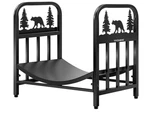 16.5" Wrought Iron Firewood Rack With Bear Design Indoor/outdoor Log Holder. Fixed Price $64.56.