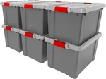 Gray Lockable Storage Totes Iris Usa 20 Gal 6 Pack. Fixed Price $229.89.