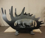 Meyda Tiffany Lighting 22"L Moose Antler Log Holder. Fixed Price $400.00.