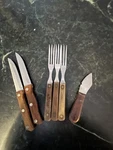 Vintage Wood Handle Knife & Fork Set Vermont Country Store + Mighty Oak Paring. Fixed Price $24.99.