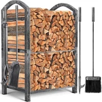 Firewood Rack With Tools 5-PIECE Indoor Fireplace Holders Outdoor Log. Fixed Price $80.98.