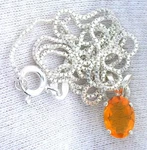 8X6 .67 Carat Oval Sterling Silver Pendant And Chain Mexican Fire Opal EBS1537A. Fixed Price $134.95.
