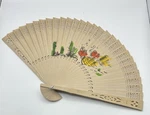 Vintage Oriental Folding Fan Pierced Wood Hand Painted Chinese Asian Fish Lot 3. Fixed Price $18.70.
