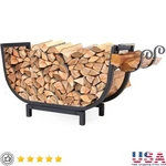 Heavy Duty Half Round Firewood Rack Indoor Outdoor Log Holder Storage Solution. Fixed Price $86.99.