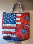 Quilted Tote Bag Featuring New Printed American Flag Design Shoulder Straps. Fixed Price $14.98.