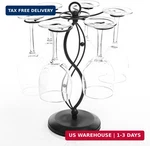 Mygift 6-HOOK Rotating Wine Glass Rack With Sturdy Base & Scrollwork Design Bl. Fixed Price $43.11.