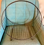 Vtg Mid Century Modern Hoop Log Fireplace Wood Holder Black Magazine Rack. Fixed Price $75.00.
