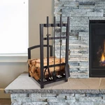 5-PIECE Fireplace Tool Set And Log Rack Mission-style Firewood Holder With Sho. Fixed Price $144.99.