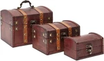 Juvale Treasure Chest Storage Boxes - Dark Brown Wood, Antique Style, Set Of 3. Fixed Price $49.17.