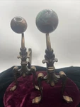 Vtg Andirons Fireplace Log Holders Dogs Pair 10 Tall Cannon Antique Copper. Fixed Price $195.49.