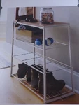 Threshold 4 Tier Shoe Rack With Rustic Oak Finish Top Gray Metal. Fixed Price $24.99.