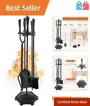 Sturdy 5-PIECE Fireplace Tool Set Safe And Stylish For Indoor/outdoor Use. Fixed Price $99.99.
