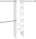 Pure White Wood Closet Organizer Kit With Tower & Adjustable Rods, 4-9 Ft.. Fixed Price $194.99.