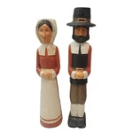 Kurt Adler Wood Thanksgiving Pilgrim Taper Candle Holders Table Fall Decor. Fixed Price $9.95.