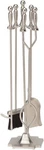 Uniflame F-7547 5PCS Satin Pewter Fireplace Tools Set W/pedestal Silver. Fixed Price $86.99.