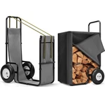 Large Firewood Log Cart Carrier W/ Cover, Rubber Wheels 250LBS Mover Hauler. Fixed Price $55.94.