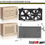 New Ac Condenser & Dual Radiator Cooling Fan Assembly Kit For Mazda 6 2003-2008. Fixed Price $213.99.