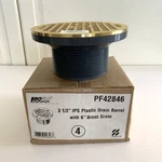 Proflo 3.5 Ips Drain Barrel With 6" Brass Grate PF42846. Fixed Price $12.98.