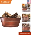 Copper Galvanized Tub For Indoor Firewood Storage Rack Log Holder - 25QT Heav.... Fixed Price $99.72.