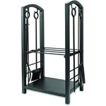 Homestead 5-PIECE Fireplace Tool Set With Log Rack Indoor / Outdoor Coated Steel. Fixed Price $55.00.
