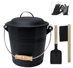 Poofzy Ash Bucketand Lid Brush Shovel Gloves Black 1.3 Gallon Fireplace Camping. Fixed Price $12.00.