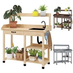 Outsunny Potting Bench Table W/ Drawer, Sink, Storage Shelves. Fixed Price $145.99.
