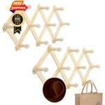 Ram-pro Accordion Style Wood Expandable Rack Hat, Cap, Belt, 2 Pack, Brown. Fixed Price $23.98.