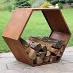 30 In Hexagon Rustic Honeycomb Firewood Log Rack - By Sunnydaze. Fixed Price $209.00.