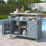 Wood Rolling Kitchen Island Grill Table Bar Cart Storage Cabinet Spice Rack Bbq. Fixed Price $299.99.