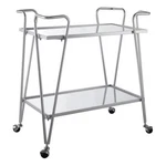 Bowery Hill Mid-century Mirrored Metal Bar Cart Silver Finish. Fixed Price $111.56.