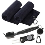 Aulock Golf And Brush Set -16" X24" Microfiber Towels With Large, Black. Fixed Price $28.99.