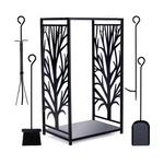 Willow Weave Firewood Rack Log Holder Storage Set With 4 Tools Brush, Sh.... Fixed Price $65.16.