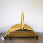 Vtg Brass Log Holder Wood Handle Basket Claw Feet Fireplace Hearth Decor. Fixed Price $75.00.