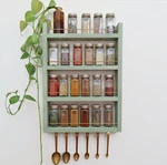 Sage Green Spice Rack Handmade With Real Wood: Compatible Village. Fixed Price $180.00.